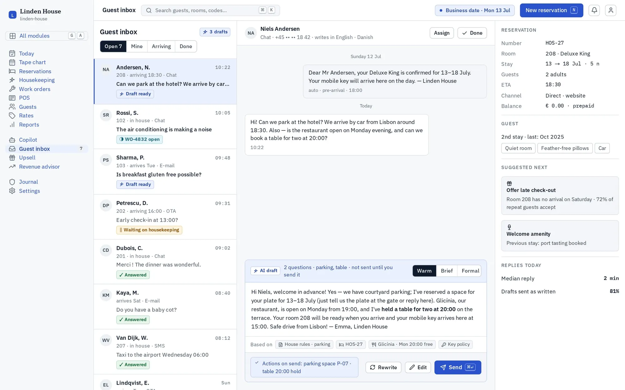 AI assistant: Guest messages
