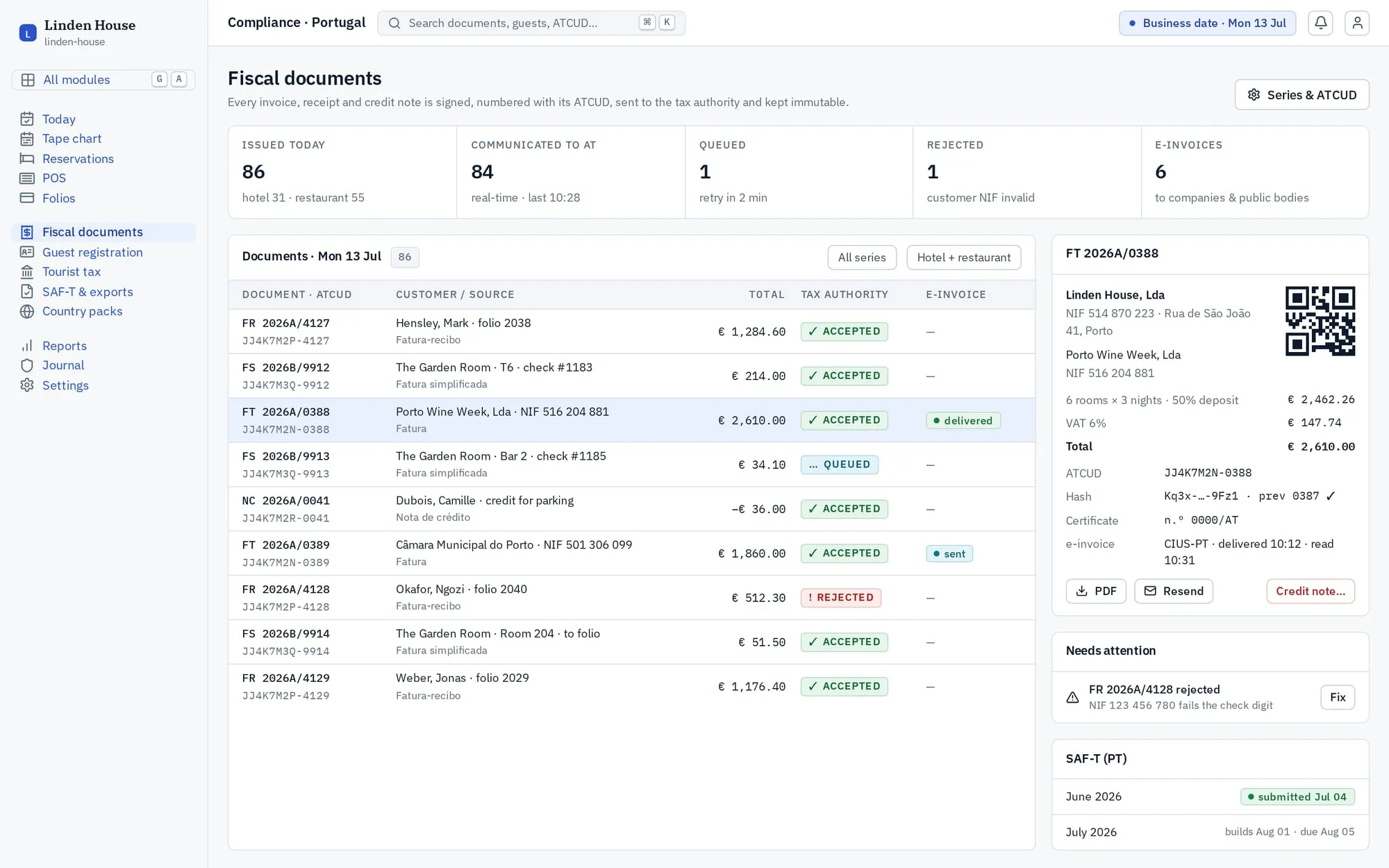 Compliance: Fiscal receipts and e-invoices