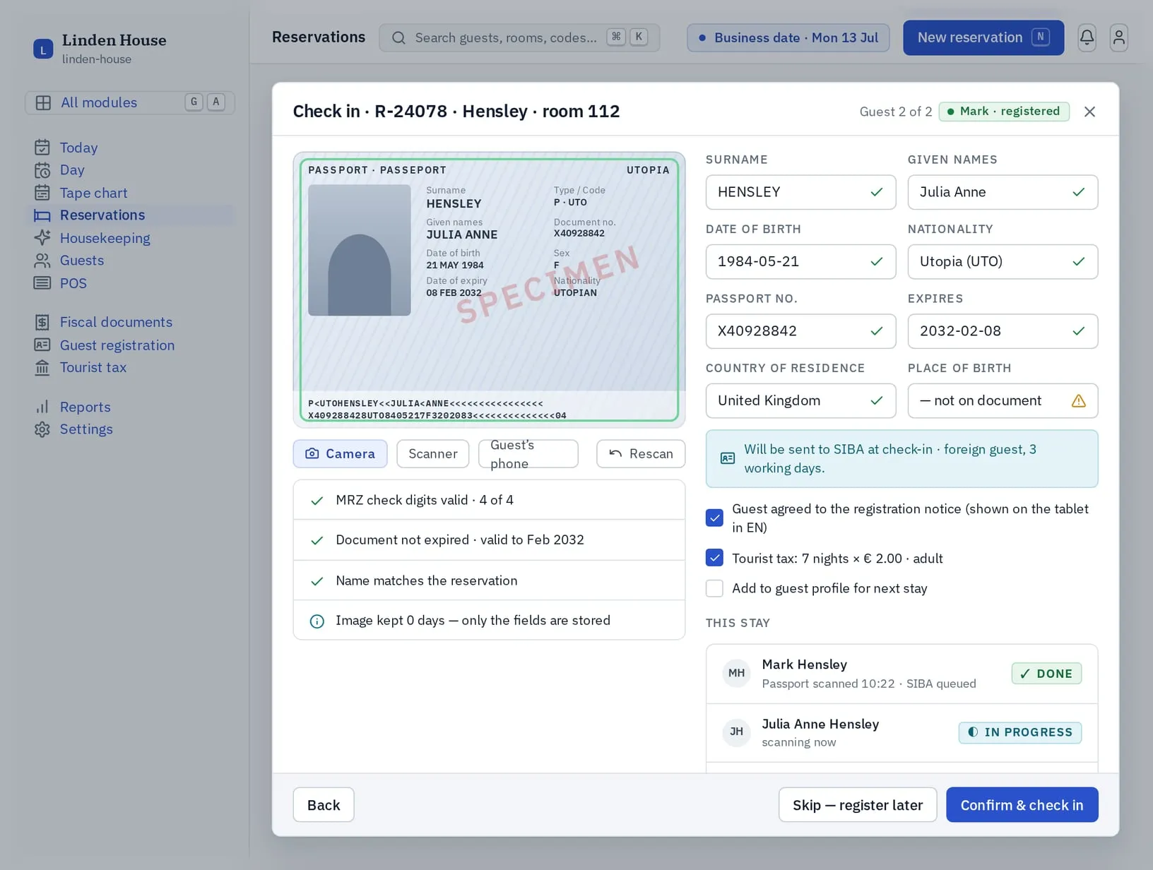 Compliance: ID scan on a tablet