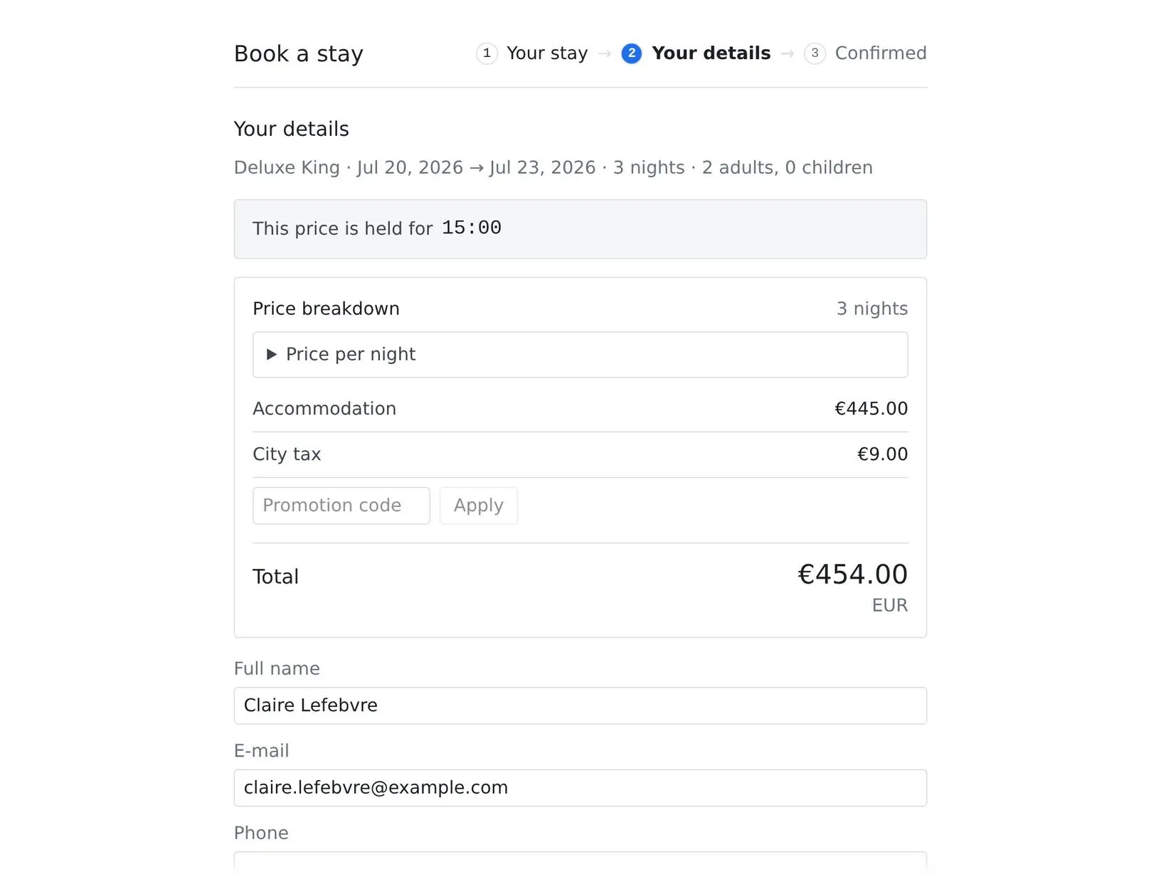 Front desk: Direct bookings on a tablet