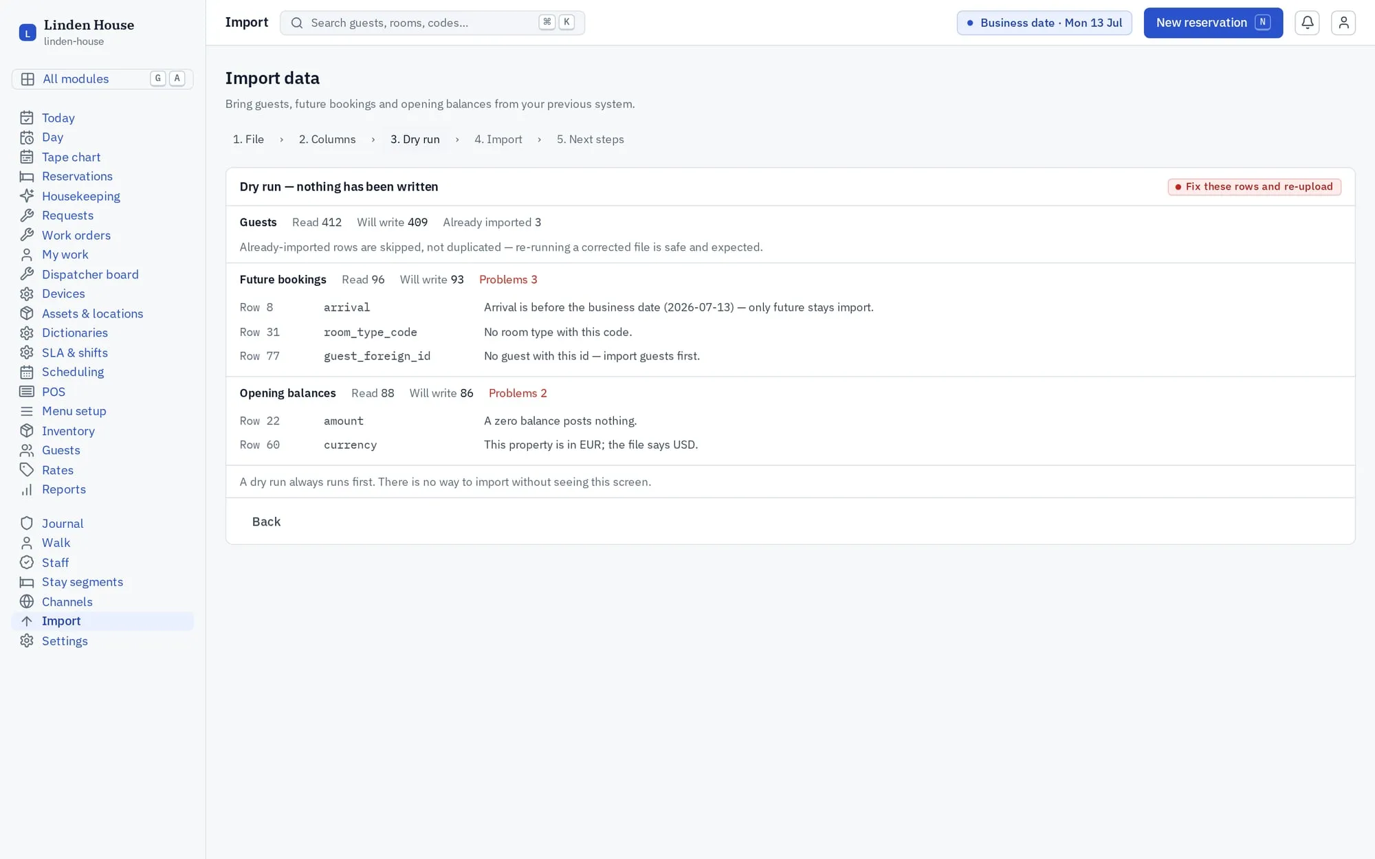 Channels & reports: Import