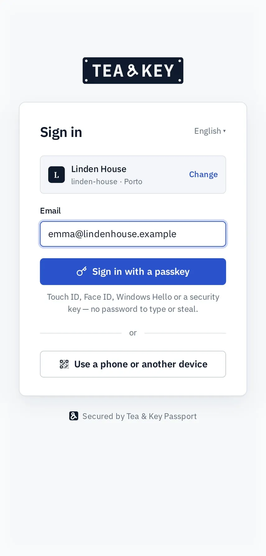 Security in Tea & Key on a phone