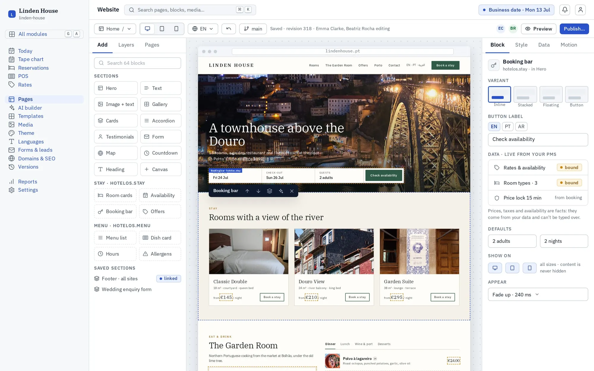 Site builder: Change only what you mean