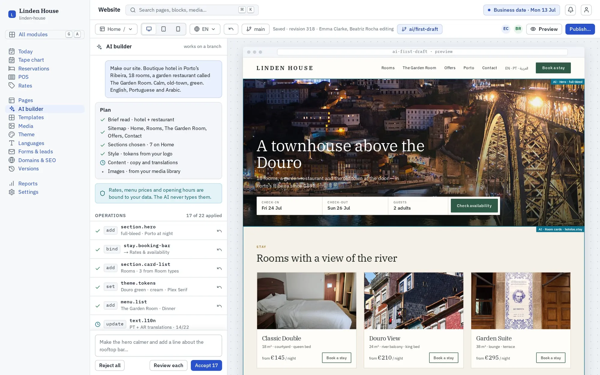 Site builder: From a sentence to a site