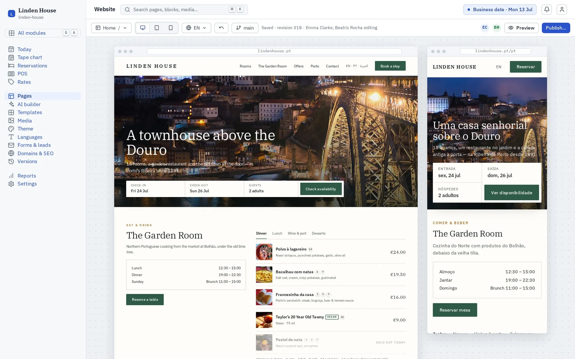 Site builder: Bookings and orders built in